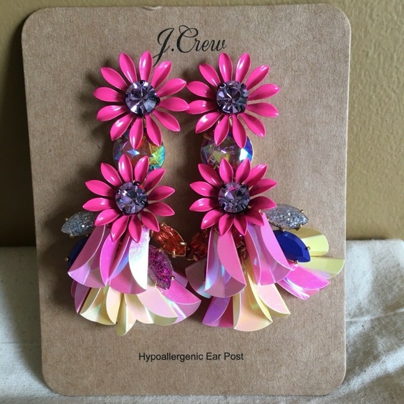 J. Crew Jewelry - J. CREW Crystal flower Statement Earrings
